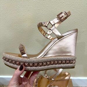 Christian Louboutin Metallic Gold Wedge Sandals size 39